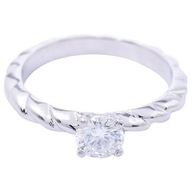 Chaumet Diamond Platinum Torsade de Chaumet Solitaire Engagement Ring 0.33Cts Silvery