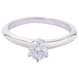 TIFFANY & CO. Solitär 0.33ct D / VVS1 Runder Brilliant Diamond Verlobungsring Silber