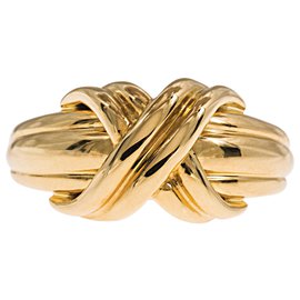 Tiffany & Co-Vintage Tiffany & Co. "Signature Collection" 18k yellow gold "X" Ring.-Golden
