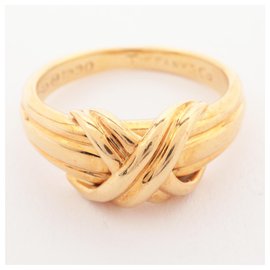 Tiffany & Co-Vintage Tiffany & Co. "Signature Collection" 18k yellow gold "X" Ring.-Golden