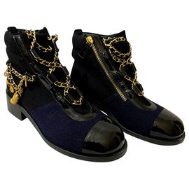 Chanel-Ankle Boots-Navy blue