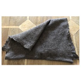Autre Marque-Mohair Alpaca Wool Scarf - taupe melange-Taupe