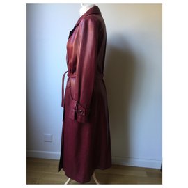 Hermès-Coats, Outerwear-Dark red