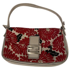 Fendi-Rare Vintage Flower Baguette-Black,White,Red