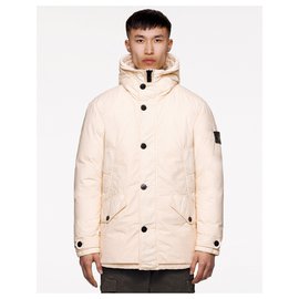 Stone Island-ILHA DE PEDRA 42732 CREME NASLAN LIGHT WATRO DOWN-TC-Branco