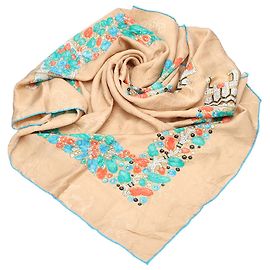 Lenço de seda estampado cartier marrom Marrom Multicor Bege