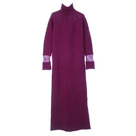 Yohji Yamamoto Wolle Maxikleid Lila