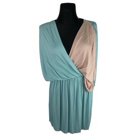 Msgm-Robe drapée grecque-Noir,Rose,Turquoise