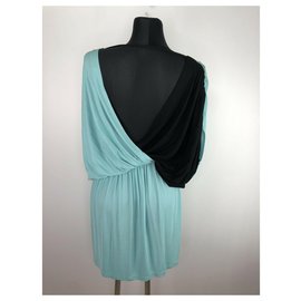 Msgm-Grecian draped dress-Black,Pink,Turquoise