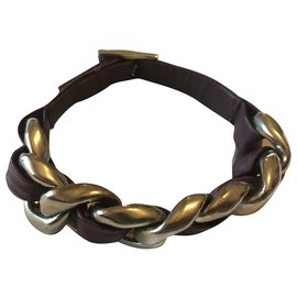 Chanel-Bracelet chaîne et cuir-Violet