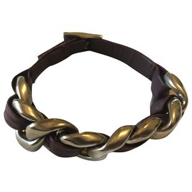 Chanel-Chain and leather bracelet-Purple