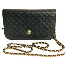 Chanel-WOC - carteira na corrente-Preto