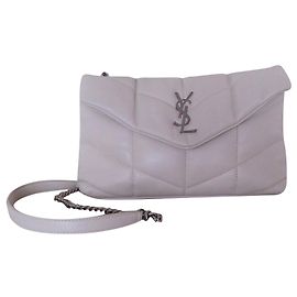 sac SAINT LAURENT Loulou Mini Puffer Blanc cassé
