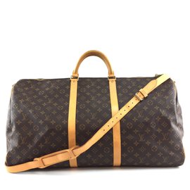 Louis Vuitton-Louis Vuitton Keepall 60 Bandouliere Monogram Canvas-Castaño