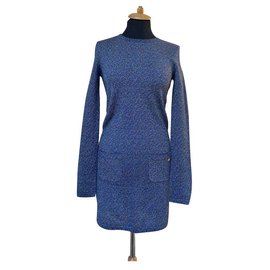 Chanel-Vestido Byzance metalizado-Azul