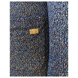 Chanel-Robe métallisée Byzance-Bleu