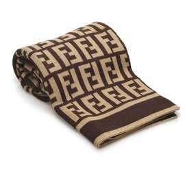 Fendi-Fendi Brown Zucca Cotton Scarf-Brown