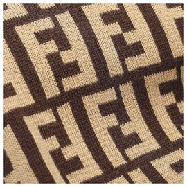 Fendi-Fendi Brown Zucca Cotton Scarf-Brown
