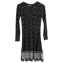 Michael Kors-B&W Floral Jersey Dress-Black