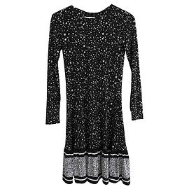 Michael Kors B & W Floral Jersey Kleid Schwarz
