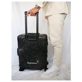 Rimowa-Rimowa X Supreme cabin size black aluminum limited edition suitcase, new condition!-Black