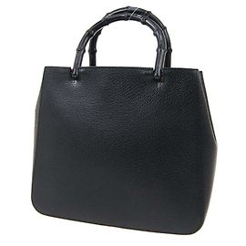 Bolsa Gucci de couro preto de bambu para noite com alça com alça Preto