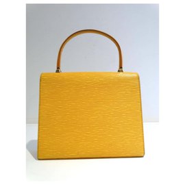 Louis Vuitton-1995 Louis Vuitton Yellow Epi Leather Malesherbes Bag-Yellow