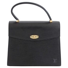 Louis Vuitton-Bolsa Louis Vuitton Malesherbes Bolsa preta com alça superior em couro Epi + bolsa para o pó-Preto