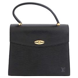 Louis Vuitton Malesherbes Bag Black Epi Leather Top Handle Handbag + dustbag Black