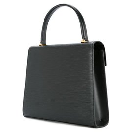 Louis Vuitton-Bolso Louis Vuitton Malesherbes Bolso de mano con asa superior de cuero Epi negro + bolsa para el polvo-Negro