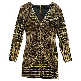 Balmain Kleid goldfarben Nylon Golden