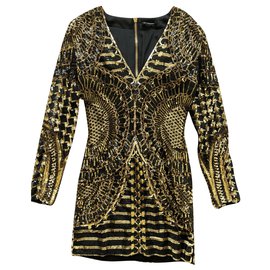 Robe Balmain dorée en nylon Doré