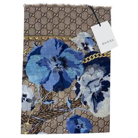 Gucci-Stola gg suprême imprimé fleur     neuf-Bleu,Multicolore