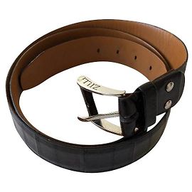 ZILLI MEN'S ALLIGATOR BELT Dark brown