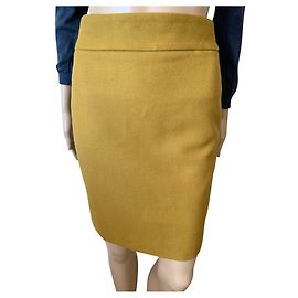 J.Crew Serge Bleistiftrock in Bronze Ocker Wolle Gelb
