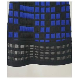 Chanel-Chanel 2013 Blue Black Checkered Dress-Black,Blue