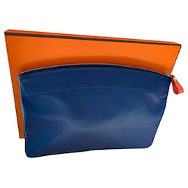 Hermès-Bolsos de embrague-Azul,Naranja