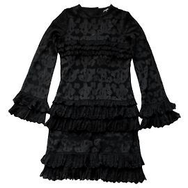 Chanel SS20 Rüschen CC Strickkleid Schwarz