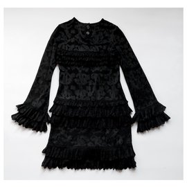 Chanel-SS20 Robe en tricot à volants CC-Noir
