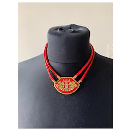 Hermès-Necklaces-Red,Gold hardware