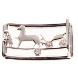 Hermès-Hermès Calèche belt buckle in palladium silver metal-Silvery