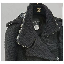 Chanel-Abrigo de lana negro chanel sz.36-Negro