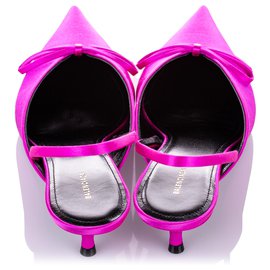 Balenciaga-Balenciaga Pink Knife Slingback Satin Mule-Pink