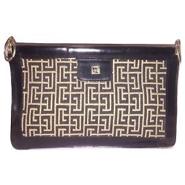 Pierre Balmain BALMAIN vintage men's clutch Black Eggshell