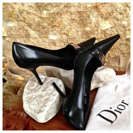 Dior-DIOR black leather pumps-Black