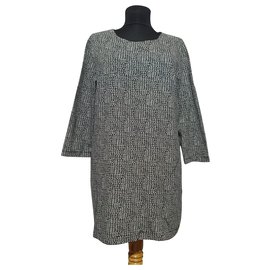 Camicetta lunga Marimekko nera e bianca in cotone Taglia L Nero Bianco