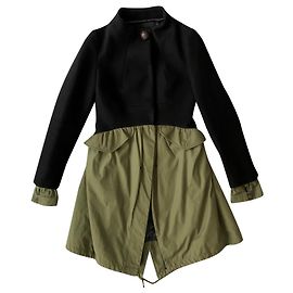 Autre Marque HAUTE Bicolor Wool and Technical Material Slim Coat Multiple colors
