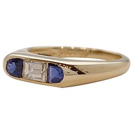 Anello Poiray in oro giallo, diamanti e zaffiri. Altro