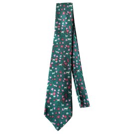 Hermès Corbatas Rosa Beige Verde