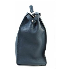 Fendi-FENDI PEEKABOO Selleria business bag 7VA354 2MR F0W4Q blue x black-Black,Blue